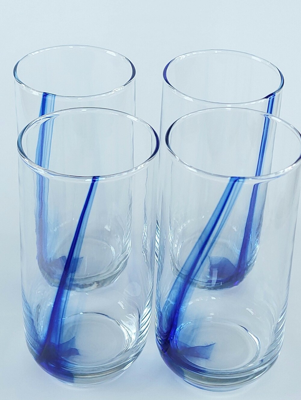 Vtg Libbey Blue Ribbon Tumbler Glasses Set of 4 Smooth Cylindrical 16oz